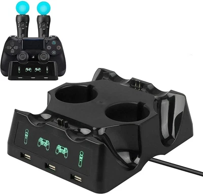 $25.84 • Buy 4in1 Charger Charging Dock For Sony PS4 Playstation 4 VR PSVR Move Controllers