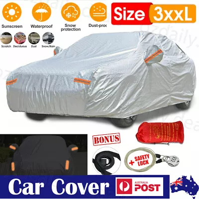 3XXL 3Layer Aluminum Waterproof Outdoor Car Cover Double Thick Rain UV Resistant • $51.95