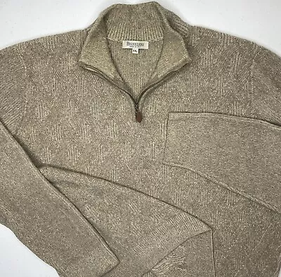 Vintage Belvedere Italy Sweater Knit Pullover 1/4 Zip Wool Cashmere Men Sz 2XL • $34.99