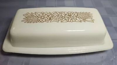 Vintage Pyrex Woodland Butter Dish 2pc - White Milk Glass - Brown Flowers - 72-B • $20