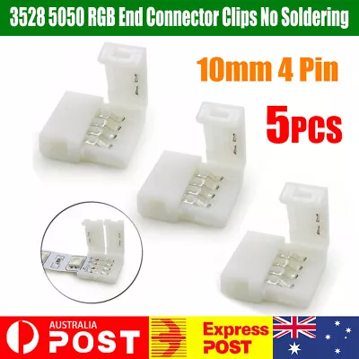 10mm 4-Pin 5050 3528 RGB End Connector Clips For LED Strip Lights - No Soldering • $4.19