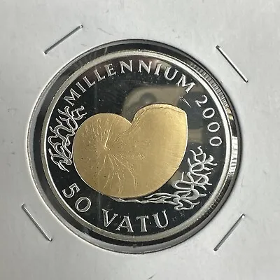 1998 Silver Proof Vanuatu 50 Vatu Millenium 2000 Coin • $41