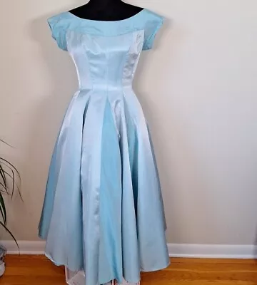 Vtg 50s Aqua Teal Blue 2tone Iridescent Prom Party Dress Cinderella Women Sz S • $119.99