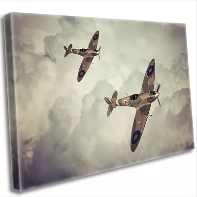 £16.99 • Buy RAF WW2 Military Spitfire Canvas Print Framed Digital Wall Art Picture