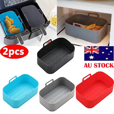 2x Silicone Air Fryer Pot For Ninja Liner Handle Baking Basket Accessories Pan • $19.99