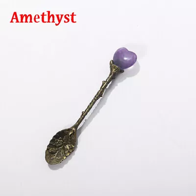 Vintage Coffee Tea Spoon Crystal Heart Head Spoon Kitchen Party Accessories • $4.99