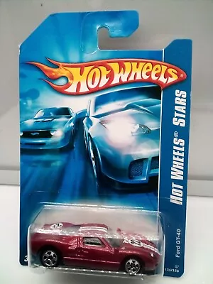 Hot Wheels - Mainline / Ford GT40 - Dk Red - White Stripes #22 - Model Car X1 • $24.72