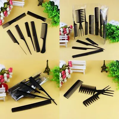10 Piece Hair Styling Comb Set Professional Hairdressing Brush Barbers Grooming  • £3.45