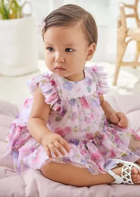 New Mayoral  Baby Floral Netting Ruffle Dress 6-9 Months NWT • $37.99