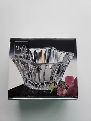 NEW Mikasa Diamond Fire Candle Holder Star Ribbed Crystal Votive 5  • $18