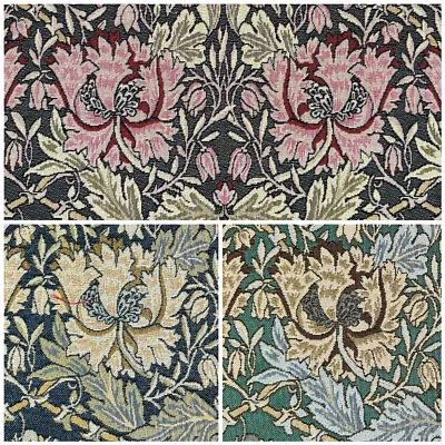 Tapestry Fabric William Morris Honeysuckle Floral Flower Damask Leaf 140cm Wide • £1.50