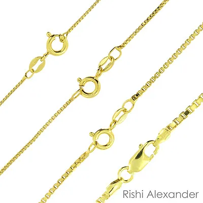 925 Sterling Silver Gold-Plated Box Chain Necklace All Sizes • $7.49