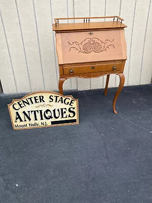 64479   Antique Victorian Oak Slantfront Office Desk • $525