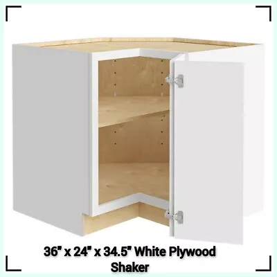 Home Decorators Kitchen Cabinet 36x24x34.5 White Plywood Shaker Adjust Shelves⭐⭐ • $349.88