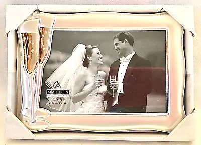 Malden Picture Frame Wedding Theme Champagne Glasses Easel Support 4x6 NIB • $15.17