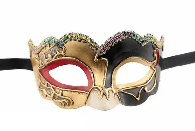 Mask From Venice Colombine Civet Nuvella Red Golden For Fancy Dress 921 V34 • $70.60