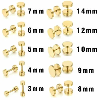 Stainless Steel Stud Earrings For Men Women Cheater Fake Ear Plugs Gauges Tunnel • $5.99