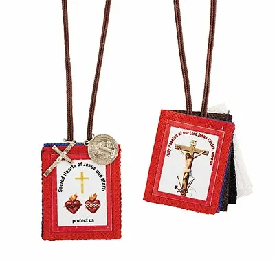 5 Fold Scapular With Medal And Crucifix (B3678) - 2  High • $17.95