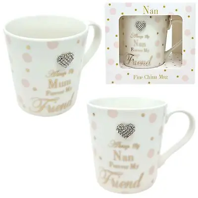 Always My Mum Nan Grandma Forever My Friend China Mug Pink White Dots Gift Boxed • £6.95