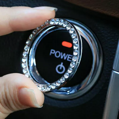 Car Accessories Button Start Switch Parts White Diamond Ring Sticker Cover Decor • $2.01