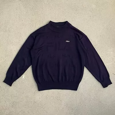 Vintage Nike Fila Adidas Jumper 80s Knit Navy Mens Medium  • $50