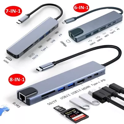 USB C Hub Ethernet Multiport Type C Adapter For MacBook Pro/Air IPad Pro Laptop • $16.99