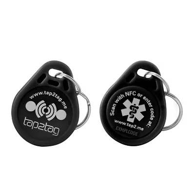 Tap2Tag Medical Alert Black Key Fob (Scan With NFC) • £7.99