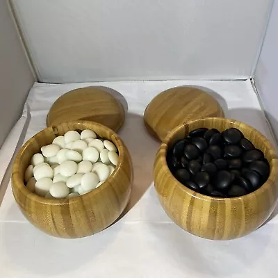 Go Stone Clam Nachi Black Go Bowl Set Natural Material Japanese IGO Go Game   • $200.95