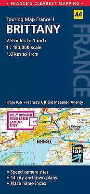 1. Brittany (AA Road Map France Series)-AA Publishing-Map-0749560843-Very Good • £7.64