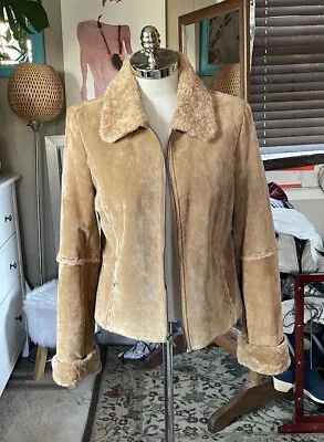 Vintage Winlit Leather Jacket With Faux Fur Lining Womens L • $55