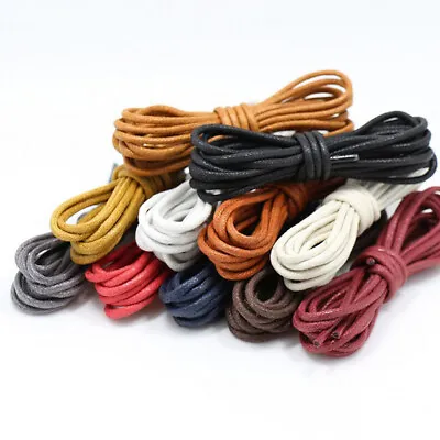 1Pair Round Waxed Shoelaces Leather Dress Shoes Shoe Laces Cord Boots Laces NEW • £2.77