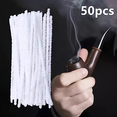 50pcs Smoking Pipe Cleaners Blend Cotton Rods Tobacco Mouthpiece Disposable Tool • $8.80