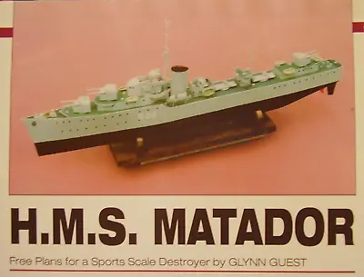 Original Model Boat Plans 2003 Hms Matador Semi Scale M Class  Wwii Destroyer • $12.62