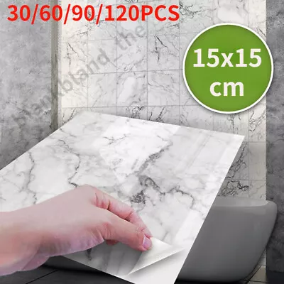 10-120Pcs Tile Stickers Marble Transfers Decals White Kitchen Bathroom Decor UK • £6.55