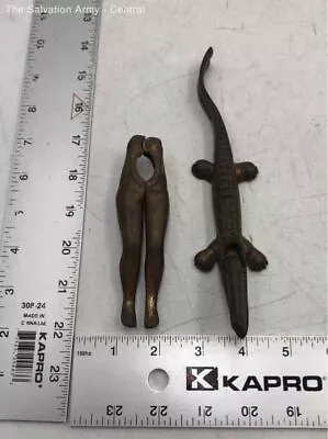 Vintage Gold Brass Risque Nude Women Legs Figural Nutcracker Lot Of 2 • $9.99