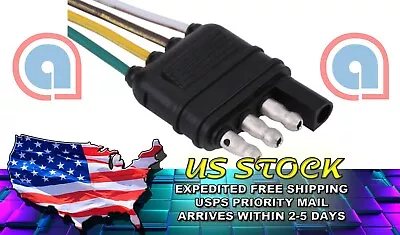 4-Way Flat 4 Pin 1 Feet/12 In Trailer Light Wiring Harness Plug Wire Connector • $6.99