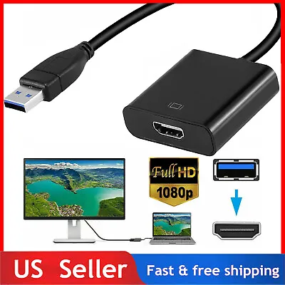 HD 1080P USB 3.0 To HDMI Video Cable Adapter For PC Laptop HDTV LCD TV Converter • $9.59