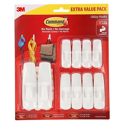 3M Command Hooks 10 Pack Picture Hanging Extra Value Strong Damage Free • $27.22