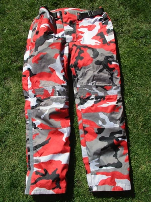 £15 • Buy Men's Unbranded Size 40 Waist Red Black & White Camo Motorcycle Textile Trousers