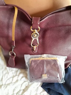 Preowned Dooney And Bourke Burgundy Leather Logo Lock W/coin Purse Key Fob • $55