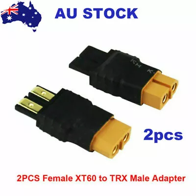 2pcs Female XT60 To TRX Male No Wires RC Connector Battery Adapter Lipo Plugs AU • $8.66