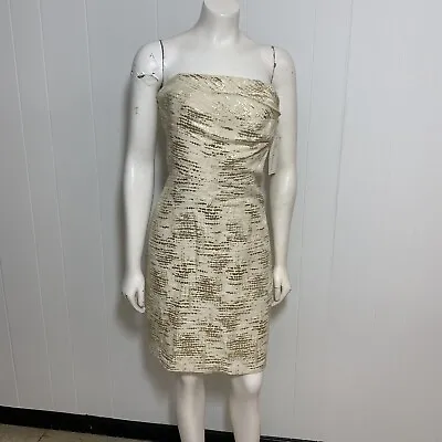 Shoshanna Dress Womens 8 Gold Shimmer Metallic Sleeveless Cocktail Party Evening • $80.48