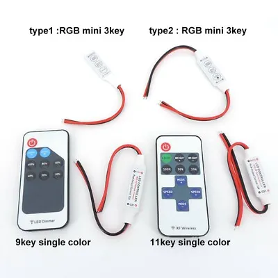 12V Mini RGB Single Led SMD Strip Light 9 11 Key Remote Controller DC Connector • $3.40