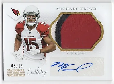 2013 National Treasures Century Gold Michael Floyd GAME WORN PATCH AUTO /15 • $14.99