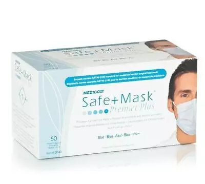 Medicom Premier Plus Mask White Medical Disposable 3-Ply Ear Loop 50 Pcs L2 • $15