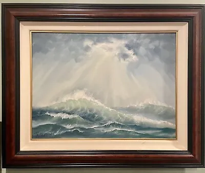 Violet Parkhurst Original Oil On Canvas 18”x24” Early-Mid 1970’s Open SeaScape • $13925