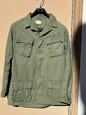 Vintage 60s Vietnam Era US Army Tropical Combat Wind Resistant Coat OG-107 Small • $99.99