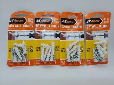 Lot Of (4) E-Z Ancor Self-Drilling Drywall Anchors Twist-N-Lock 50 Lb  6 Count • $12