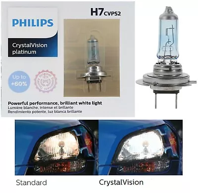 Philips Crystal Vision Platinum H7 55W Two Bulbs Head Light Low Beam Replacement • $38