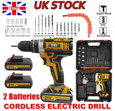 21V Cordless Combi Hammer Impact Drill Driver Electric Screwdriver And 2 Battery • £26.96